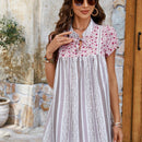 LUNE Camisa Estampada De Flores Pequenas De Verano Casual Con Parches