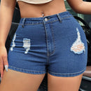 NEW  SXY Pantalones Cortos De Mezclilla Para Mujer, Ajustados Y Delgados, Desgastados, Para El Verano