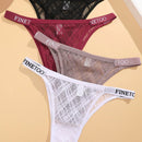Conjunto de 4 piezas de cinturillas para mujeres de color solido con diseno de impresion de letras, comodo y transpirable tanga de encaje