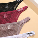Conjunto de 4 piezas de cinturillas para mujeres de color solido con diseno de impresion de letras, comodo y transpirable tanga de encaje