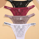 Conjunto de 4 piezas de cinturillas para mujeres de color solido con diseno de impresion de letras, comodo y transpirable tanga de encaje