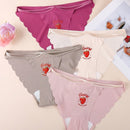 4 Piezas/pack Ropa Interior De Mujer Comoda Sin Costuras Con Estampado De Fresa