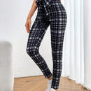 Essnce Pantalones Largos Y Ajustados De Tartan A La Cintura Alta