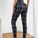 Essnce Pantalones Largos Y Ajustados De Tartan A La Cintura Alta