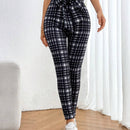 Essnce Pantalones Largos Y Ajustados De Tartan A La Cintura Alta