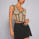 Haute Falda Pantalon Corta Mini Con Dobladillo Dividido