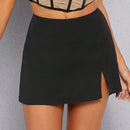 Haute Falda Pantalon Corta Mini Con Dobladillo Dividido
