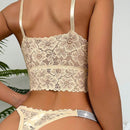 Conjunto De Lenceria De Encaje Para Mujer De 2 Piezas Con Sujetador Y Panty Con Forma De Triangulo