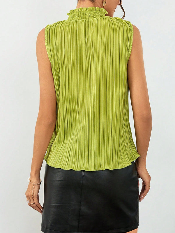 Prive Blusa Sin Mangas Para Mujer Con Escote Halter Plisado Y Color Solido