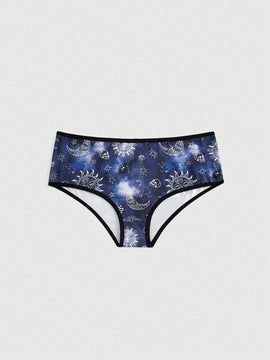 ROMWE Hippie Boxers De Impresion De Sol, Luna Y Estrellas Tenidos Anudados