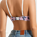 Cutesweet Busto Con Impresion De Mariposa Y Encaje Entrelazado Con Aro, Pieza Unica