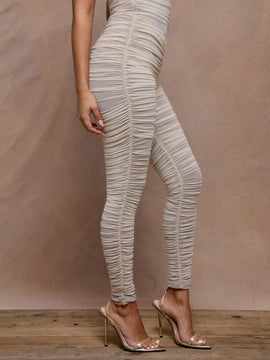 MUSERA Legging Extremadamente Fruncido Con Malla En Contraste