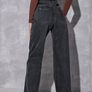 EZwear Jeans Casuales De Pierna Recta Lavados Con Agua