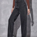 EZwear Jeans Casuales De Pierna Recta Lavados Con Agua