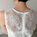 FRIFUL Blusa De Verano Sin Mangas Y Cuello Redondo De Encaje Para Mujeres
