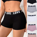 5 piezas Deportivos Shorts boxers con cintura estampada con letras para mujeres para deportes y uso casual