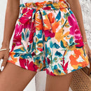 LUNE Pantalones Cortos De Cintura De Papel Estampados De Flores De Primavera-verano Para Mujer Para Vacaciones