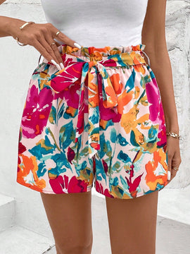 LUNE Pantalones Cortos De Cintura De Papel Estampados De Flores De Primavera-verano Para Mujer Para Vacaciones