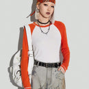 Coolane Camiseta de manga larga raglan larga para mujer de bloque de color de primavera y verano