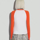 Coolane Camiseta de manga larga raglan larga para mujer de bloque de color de primavera y verano