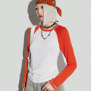Coolane Camiseta de manga larga raglan larga para mujer de bloque de color de primavera y verano