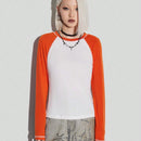 Coolane Camiseta de manga larga raglan larga para mujer de bloque de color de primavera y verano