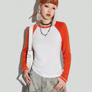 Coolane Camiseta de manga larga raglan larga para mujer de bloque de color de primavera y verano