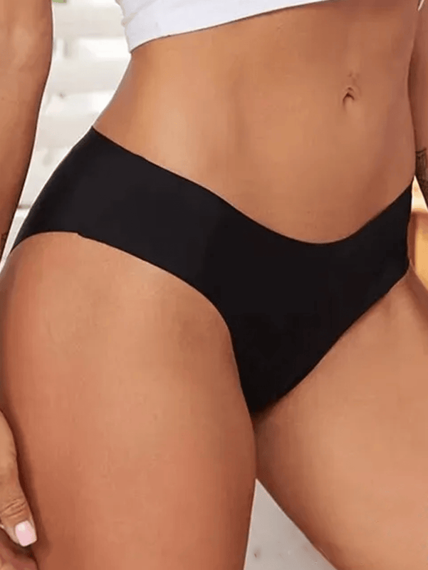 3 Piezas Bragas sin rastro para mujer Ropa interior Negro Cintura baja Sensacion sedosa y suave al hielo Ropa interior sin costuras transpirable De saten de seda Bragas sexys delgadas y acogedoras