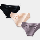 3 Piezas Bragas sin rastro para mujer Ropa interior Negro Cintura baja Sensacion sedosa y suave al hielo Ropa interior sin costuras transpirable De saten de seda Bragas sexys delgadas y acogedoras