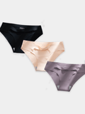 3 Piezas Bragas sin rastro para mujer Ropa interior Negro Cintura baja Sensacion sedosa y suave al hielo Ropa interior sin costuras transpirable De saten de seda Bragas sexys delgadas y acogedoras