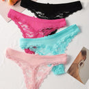 Paquete de 4 bragas sexys de encaje con espalda en T para mujeres