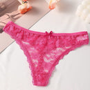 Paquete de 4 bragas sexys de encaje con espalda en T para mujeres