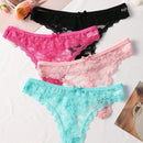 Paquete de 4 bragas sexys de encaje con espalda en T para mujeres