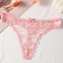 Paquete de 4 bragas sexys de encaje con espalda en T para mujeres