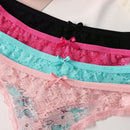 Paquete de 4 bragas sexys de encaje con espalda en T para mujeres