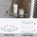 2 piezas de estantes de ducha de esquina montados en la pared con vidrio templado y barandillas de acero inoxidable - Organizador de baño que ahorra espacio para artículos de tocador, champú, acondicionador y más - Caddy de ducha duradero para baños mode