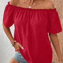 LUNE Camisa De Textura Casual De Verano Con Hombros Descubiertos Para Mujer