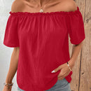 LUNE Camisa De Textura Casual De Verano Con Hombros Descubiertos Para Mujer