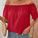 LUNE Camisa De Textura Casual De Verano Con Hombros Descubiertos Para Mujer