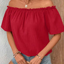 LUNE Camisa De Textura Casual De Verano Con Hombros Descubiertos Para Mujer