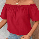 LUNE Camisa De Textura Casual De Verano Con Hombros Descubiertos Para Mujer