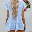 VCAY Blusa De Mujer Con Cuello Redondo Y Dobladillo Fruncido De Cuadros Y Manga Con Volantes