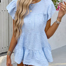 VCAY Blusa De Mujer Con Cuello Redondo Y Dobladillo Fruncido De Cuadros Y Manga Con Volantes