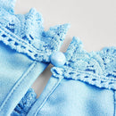 Prive Elegante Blusa De Cuello Halter Con Encaje Azul