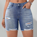NEW Shorts De Mezclilla Desgastados De Moda Para Mujeres