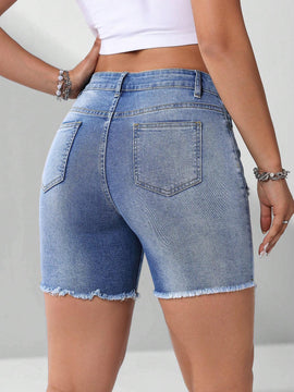 NEW Shorts De Mezclilla Desgastados De Moda Para Mujeres