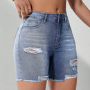 NEW Shorts De Mezclilla Desgastados De Moda Para Mujeres
