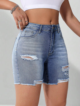NEW Shorts De Mezclilla Desgastados De Moda Para Mujeres
