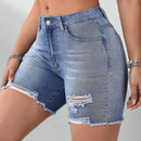 NEW Shorts De Mezclilla Desgastados De Moda Para Mujeres