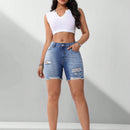 NEW Shorts De Mezclilla Desgastados De Moda Para Mujeres